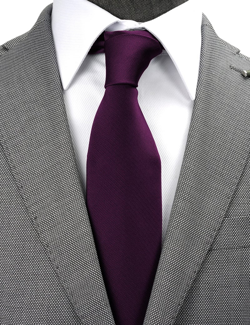 ZENXUS Extra Long Solid Tie for Men Big and Tall, Eggplant XXL Tie 70 inch - Image 3